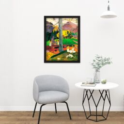 "Artery8 Wall Art Print Paul Gauguin Mata Mua In Olden Times Large Framed Wall Décor Art in Light Oak - Size: W18"" x H24""" - thumbnail 2