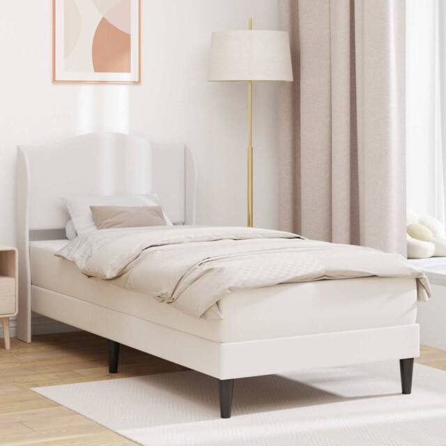 Berkfield Home Bed Frame with Headboard White 90 x 190 cm Faux Leather - image 1