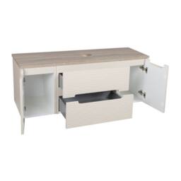 Bathroom Kingdom Monza Oatmeal & Oak Fluted Wall Hung Vanity Drawer Basin 1200mm - thumbnail 2