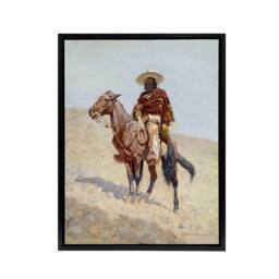 "Artery8 A Mexican Vaquero Cowboy Frederic Remington Black Framed Canvas Art - Size: W12"" x H16""" - thumbnail 1