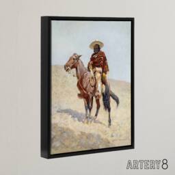 "Artery8 A Mexican Vaquero Cowboy Frederic Remington Black Framed Canvas Art - Size: W12"" x H16""" - thumbnail 2