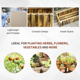 OUTSUNNY Raised Flower Bed Wooden Rectangualr Planter Container Box Wood in Natural - thumbnail 4