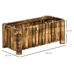 OUTSUNNY Raised Flower Bed Wooden Rectangualr Planter Container Box Wood in Natural - thumbnail 3