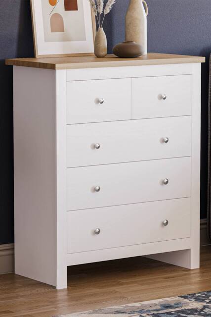 HD Designs Arlington 3+2 Drawer Chest Of Drawers Storage Bedroom Furniture in White - image 1