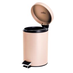 Harbour Housewares 2x Round Bathroom Pedal Bins - 3L Stainless Steel Slim Rubbish Dustbin in Pink - thumbnail 5