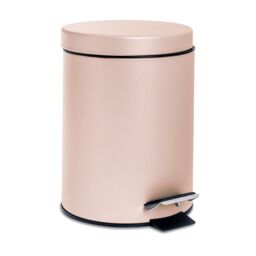 Harbour Housewares 2x Round Bathroom Pedal Bins - 3L Stainless Steel Slim Rubbish Dustbin in Pink - thumbnail 4