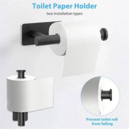 Nordara Black 5pcs No Drill Bathroom Accessories Set Towel Holder - thumbnail 3