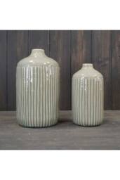 KDMD Grey Statement Ceramic Indented Flower Vase in Pale Green - thumbnail 2