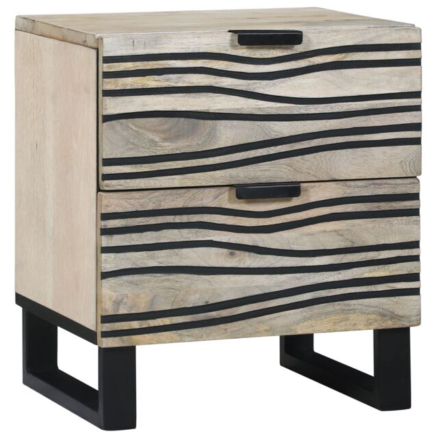 Berkfield Home Bedside Tables with Drawer White & black 40 x 33.5 x 46 cm - image 1