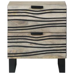 Berkfield Home Bedside Tables with Drawer White & black 40 x 33.5 x 46 cm - thumbnail 3