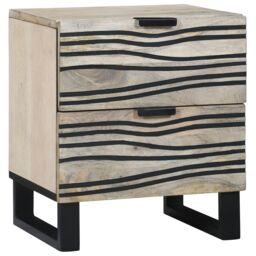 Berkfield Home Bedside Tables with Drawer White & black 40 x 33.5 x 46 cm - thumbnail 1