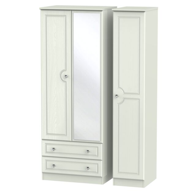 Ready Assembled 2 U Hilton Triple Mirror Wardrobe with 2 Drawers (Ready Assembled) in Taupe