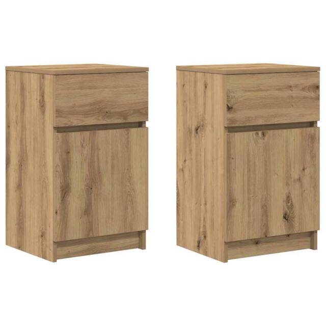 Berkfield Home Bedside Cabinets 2 pcs Artisan Oak 39x35x65 cm Engineered Wood - Size: 39 x 35 x 65 cm - image 1