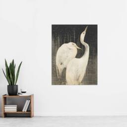 "Artery8 Two Egrets in the Snow Vintage Wall Art Print van Hoytema in Grey - Size: W12"" x H16""" - thumbnail 4