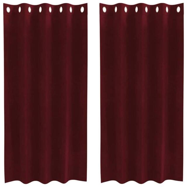 Berkfield Home Blackout Curtains with Eyelets 2 pcs Wine Red Velvet in Burgundy - image 1