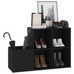 Berkfield Home Hall Shoe Cabinet Black 105x35.5x70 cm Engineered Wood - thumbnail 4