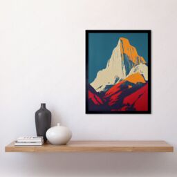 "Artery8 Wall Art Print El Capitan Rock Yosemite Valley Pop Art Yellow Red Art Framed in Black - Size: W12"" x H16""" - thumbnail 2