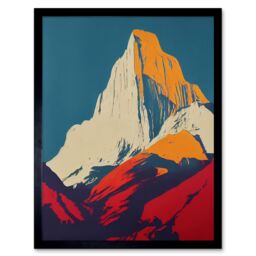 "Artery8 Wall Art Print El Capitan Rock Yosemite Valley Pop Art Yellow Red Art Framed in Black - Size: W12"" x H16""" - thumbnail 1