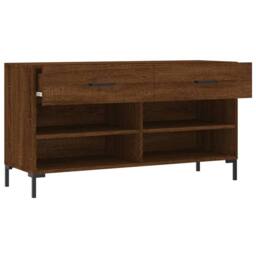 Berkfield Home Shoe Bench Brown Oak 102x35x55 cm Engineered Wood - Size: 102 x 35 x 55 cm - thumbnail 5