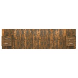 Berkfield Home Bed Headboard with Cabinets Smoked Oak Engineered Wood in Brown - thumbnail 4