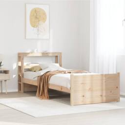 Berkfield Home Beautiful Bed Frame with Headboard without Mattress 75x190 cm Sma in Light Tan - Size: Small Single - thumbnail 2