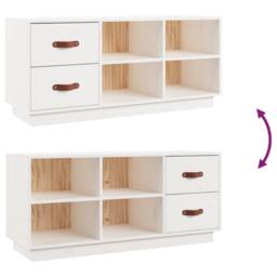 Berkfield Home Shoe Bench White 100x34x45 cm Solid Wood Pine - Size: 100 x 34 x 45 cm - thumbnail 9