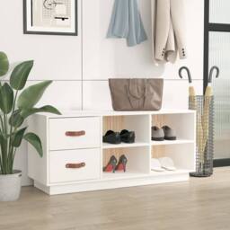 Berkfield Home Shoe Bench White 100x34x45 cm Solid Wood Pine - Size: 100 x 34 x 45 cm