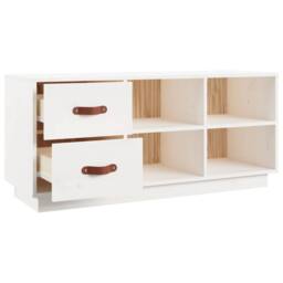 Berkfield Home Shoe Bench White 100x34x45 cm Solid Wood Pine - Size: 100 x 34 x 45 cm - thumbnail 7