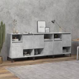 Berkfield Home Sideboards 3 pcs Concrete Grey 60x35x70 cm Engineered Wood - Size: 60 x 35 x 70 cm - thumbnail 2