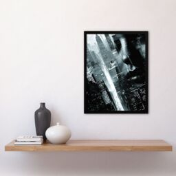 "Artery8 Film Noir Metropolis View Black White Cityscape Framed Art Print - Size: W12"" x H16""" - thumbnail 4