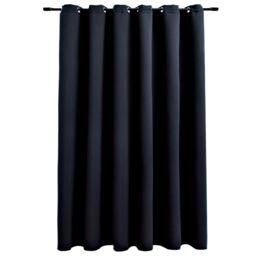 Berkfield Home Blackout Curtain with Metal Rings Black 290x245 cm - thumbnail 2