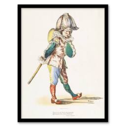 Artery8 Edouard Manet Framed Wall Art Print Polichinelle Clown Portrait in White - Size: A4 - thumbnail 1