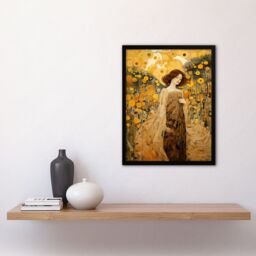 "Artery8 Walk On The Wildflower By Mia Rose Modern Klimt Style Painting Art Print Framed Poster Wall Decor 12x16 inch in Black - Size: W12"" x H16""" - thumbnail 4