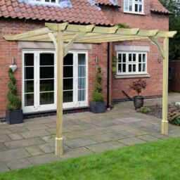 Rutland County Garden Furniture Ltd Wall Mounted Premium Pergola, Wood, L300 x W420 x H270 cm, Light Green - thumbnail 2