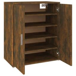 Berkfield Home Shoe Cabinet Smoked Oak 60x35x70 cm Engineered Wood in Brown - Size: 60 x 35 x 70 cm - thumbnail 7