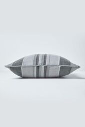 Homescapes Cotton Striped Morocco Cushion Cover in Grey - Size: 45 cm x 45 cm - thumbnail 2