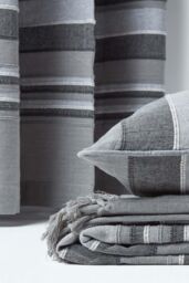 Homescapes Cotton Striped Morocco Cushion Cover in Grey - Size: 45 cm x 45 cm - thumbnail 5