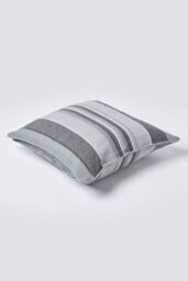 Homescapes Cotton Striped Morocco Cushion Cover in Grey - Size: 45 cm x 45 cm - thumbnail 3