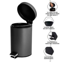 EONLION BLACK STAINLESS STEEL BATHROOM BIN SET - Size: 100 cm - thumbnail 5