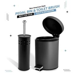 EONLION BLACK STAINLESS STEEL BATHROOM BIN SET - Size: 100 cm - thumbnail 2