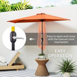OUTSUNNY 2.7m Metal Frame Garden Furniture Parasol Half Round Umbrella Orange - thumbnail 4
