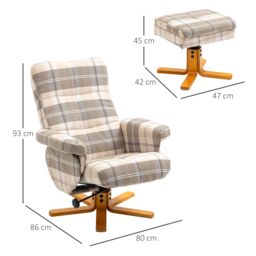 HOMCOM Recliner Chair & Footstool PU Leather Wooden Base - thumbnail 3