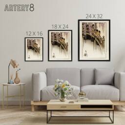 "Artery8 Helen Hyde Children on The Moon Bridge at Kameido Framed Canvas Art - Size: W12"" x H16""" - thumbnail 4