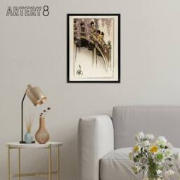 "Artery8 Helen Hyde Children on The Moon Bridge at Kameido Framed Canvas Art - Size: W12"" x H16""" - thumbnail 3