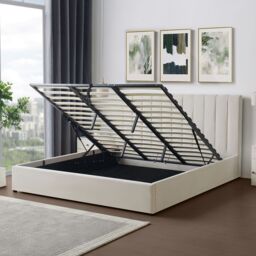 Artemis Home Evelynne Fabric 180cm Superking Ottoman Bed Frame in Beige - Size: Super King - thumbnail 4