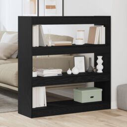 Berkfield Home Book Cabinet/Room Divider Black Oak 100x30x103cm Engineered Wood - Size: 100 x 30 x 103 cm - thumbnail 4