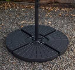 Samuel Alexander 4 Person Round Glass Top Table Chairs. Grey Banana Lit Parasol & Base in Black - thumbnail 6