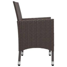 Berkfield Home 3 Piece Garden Dining Set Poly Rattan & Tempered Glass Brown - thumbnail 5