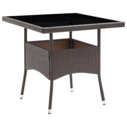 Berkfield Home 3 Piece Garden Dining Set Poly Rattan & Tempered Glass Brown - thumbnail 7