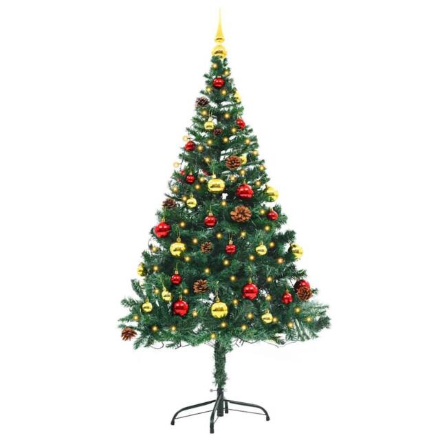 Berkfield Home Stylish Artificial Pre-lit Christmas Tree with Baubles Green 150 cm - image 1